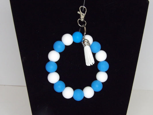 Small Wristed Handmade Beaded Wristlet Keychain with Extra Charm – Silicone Beads, USA Made