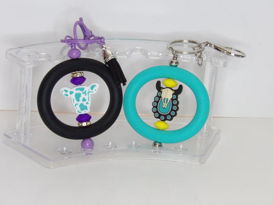 Handmade Beaded Silicone Keychain Ring – Western-Inspired Key Holder, USA Made