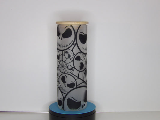 Yellow 20-Smiling Jack-🎃 25 oz Clear Glass Tumbler with Straw – Spooky & Stylish Drinkware