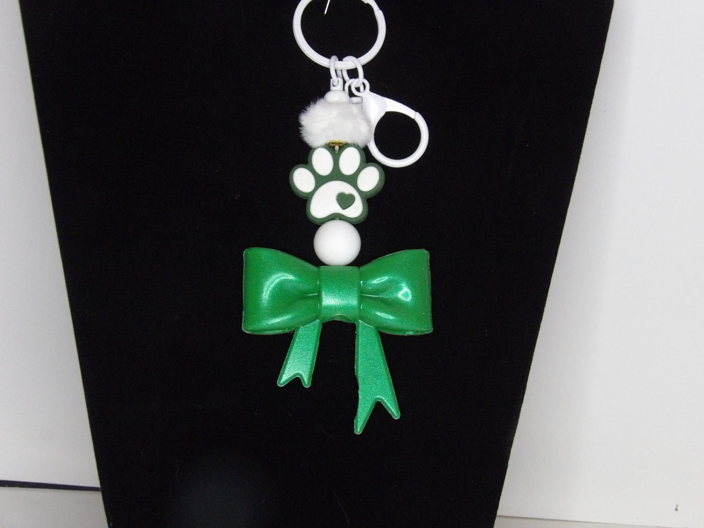 Beaded School Spirit Keychain with Silicone Bow – Handmade in the USA