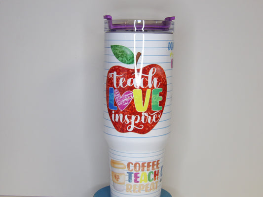 Pink 33-Teach, Love, Inspire 40oz Tumbler with Handle