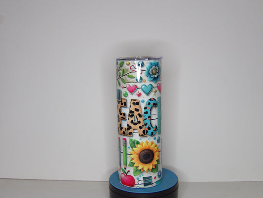 Pink 19-20 oz Skinny Tumbler – Colorful Teacher Design