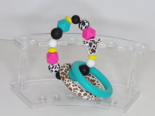 Handmade Silicone and Beaded Teething Rings – Dual Ring Baby Teether, USA Made