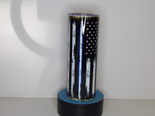 Pink 30-20oz Thin Blue & White Line American Flag Tumbler – Made in the USA