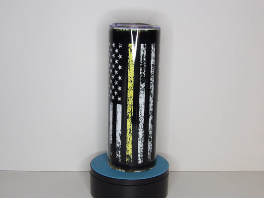 Pink 29-20oz Thin Yellow Line Dispatcher Tumbler – Patriotic Flag Design