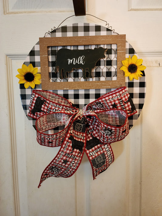 Wooden Sign with Cow