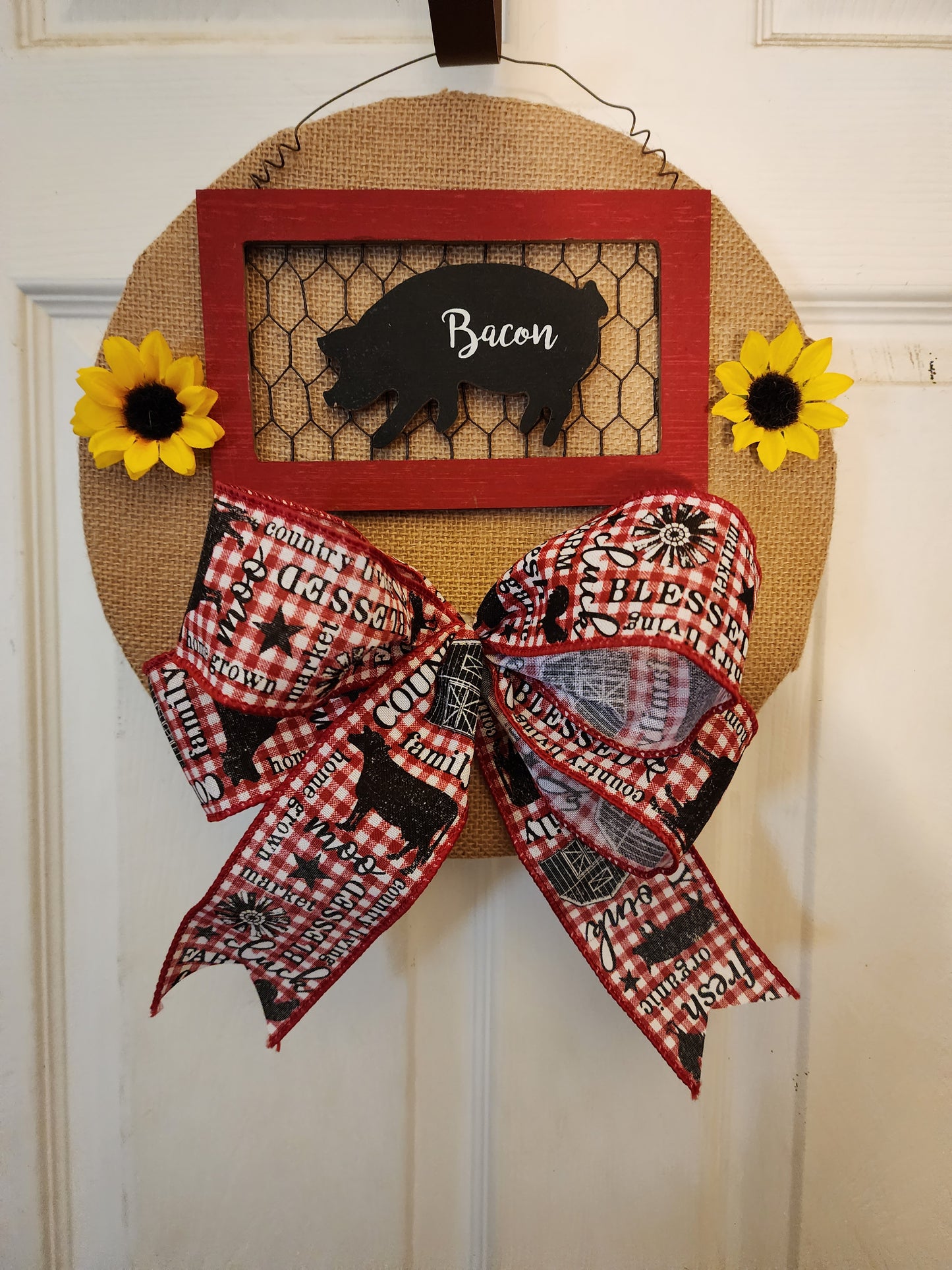 Wooden Sign with Pig