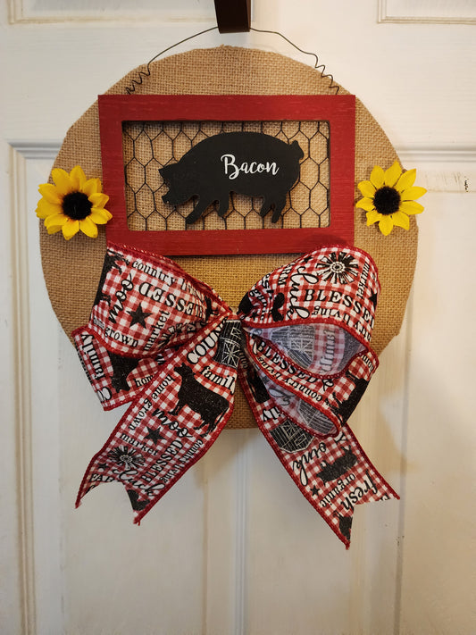 Wooden Sign with Pig