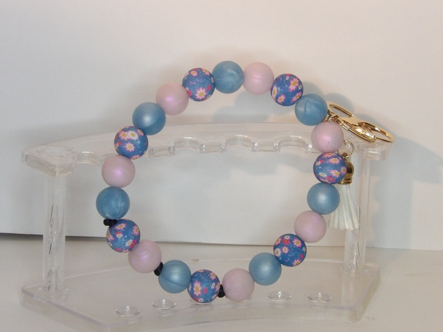 Handmade Beaded Wristlet Keychain – Silicone Beads, USA Made