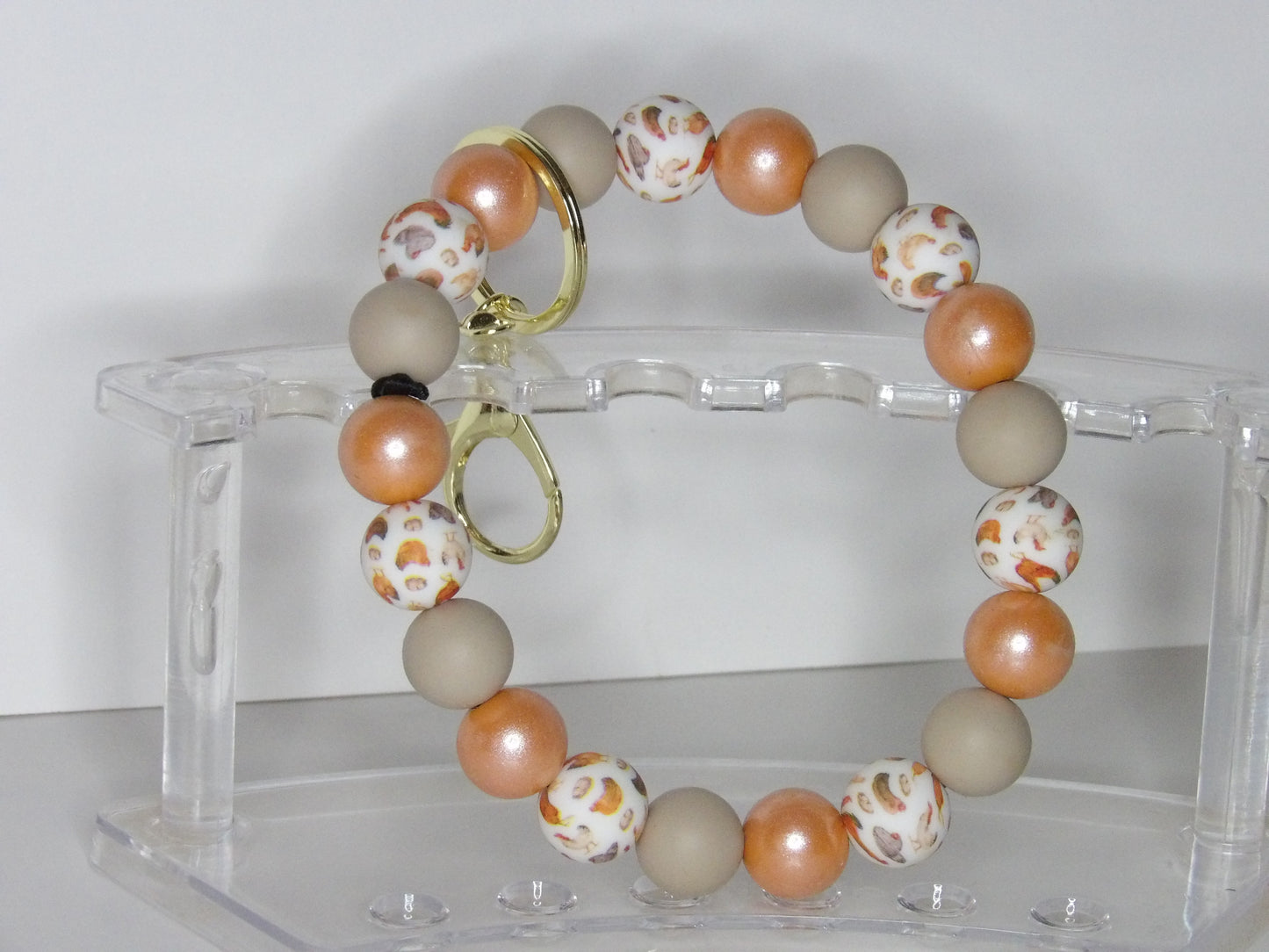 Handmade Beaded Wristlet Keychain with short tassel – Silicone Beads, USA Made