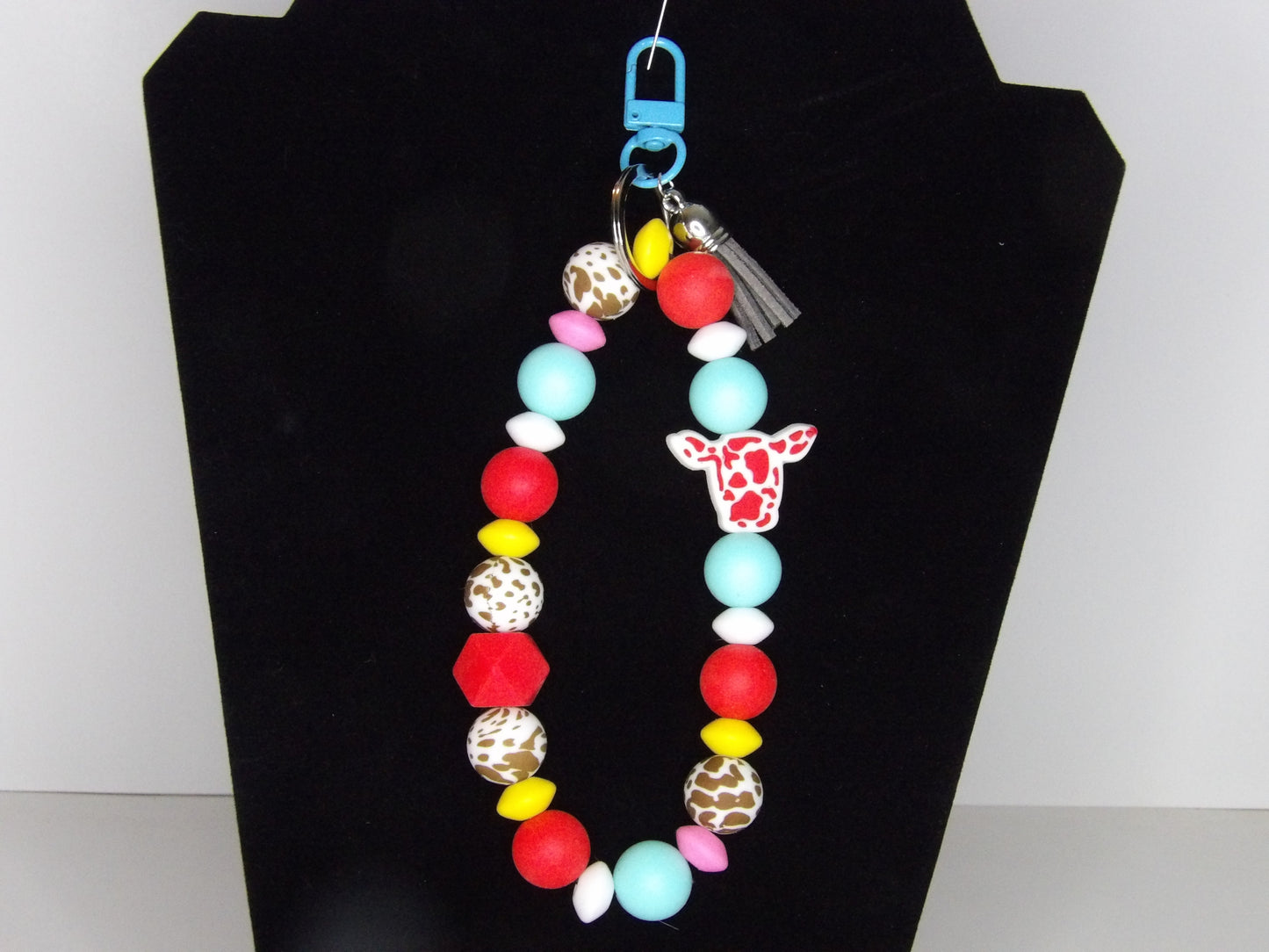 Handmade Beaded Wristlet Keychain– Silicone Beads, USA Made