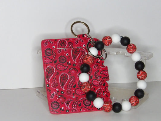 Beaded Wristlet Keychain with Clear ID & Card Slot Wallet – Handmade in the USA