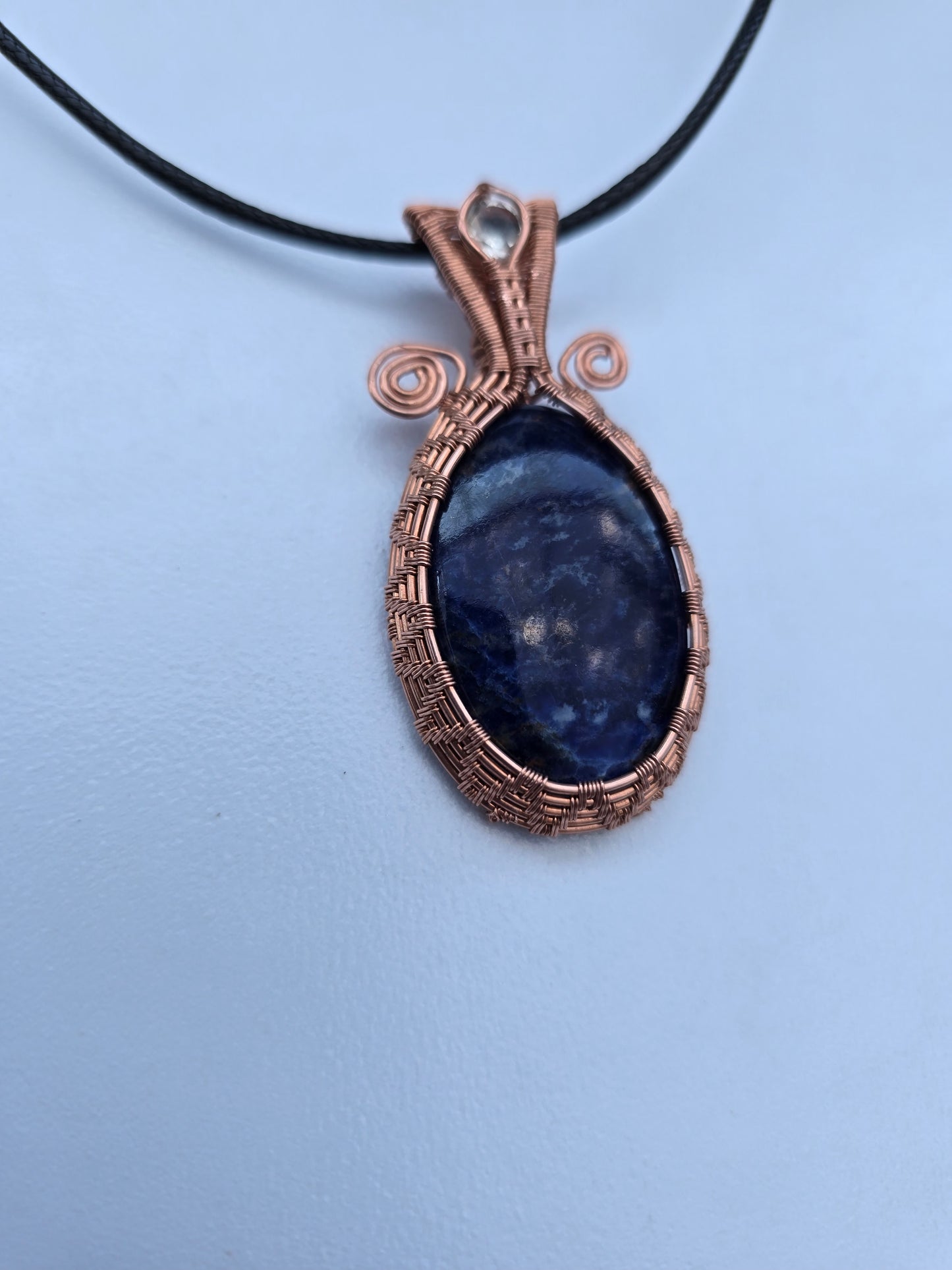 Handcrafted Sodalite Wire Wrapped Pendant Necklace – Copper Wire Setting