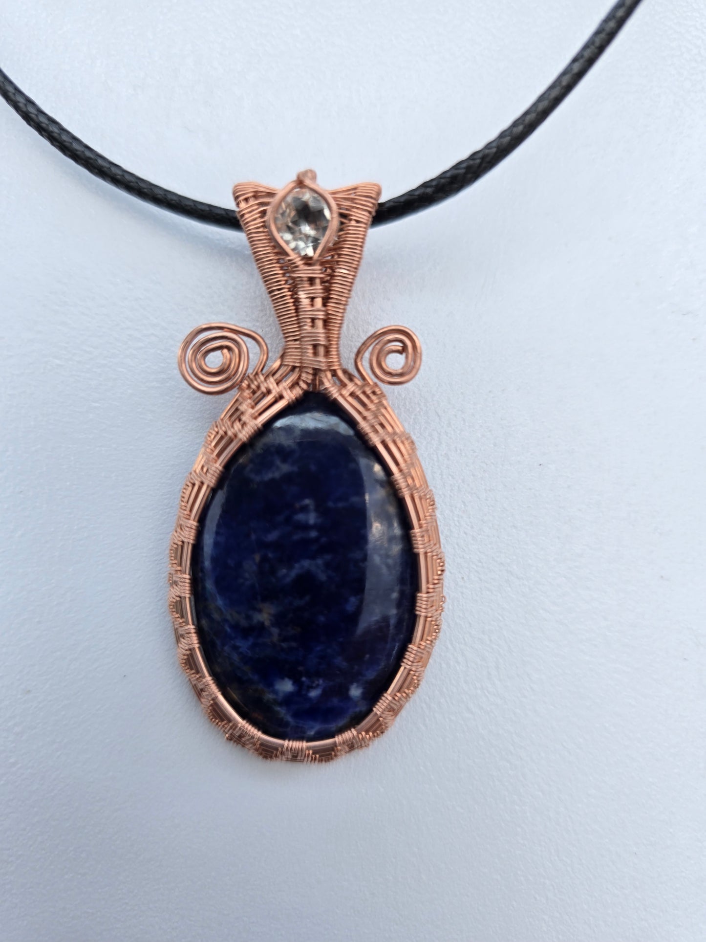 Handcrafted Sodalite Wire Wrapped Pendant Necklace – Copper Wire Setting