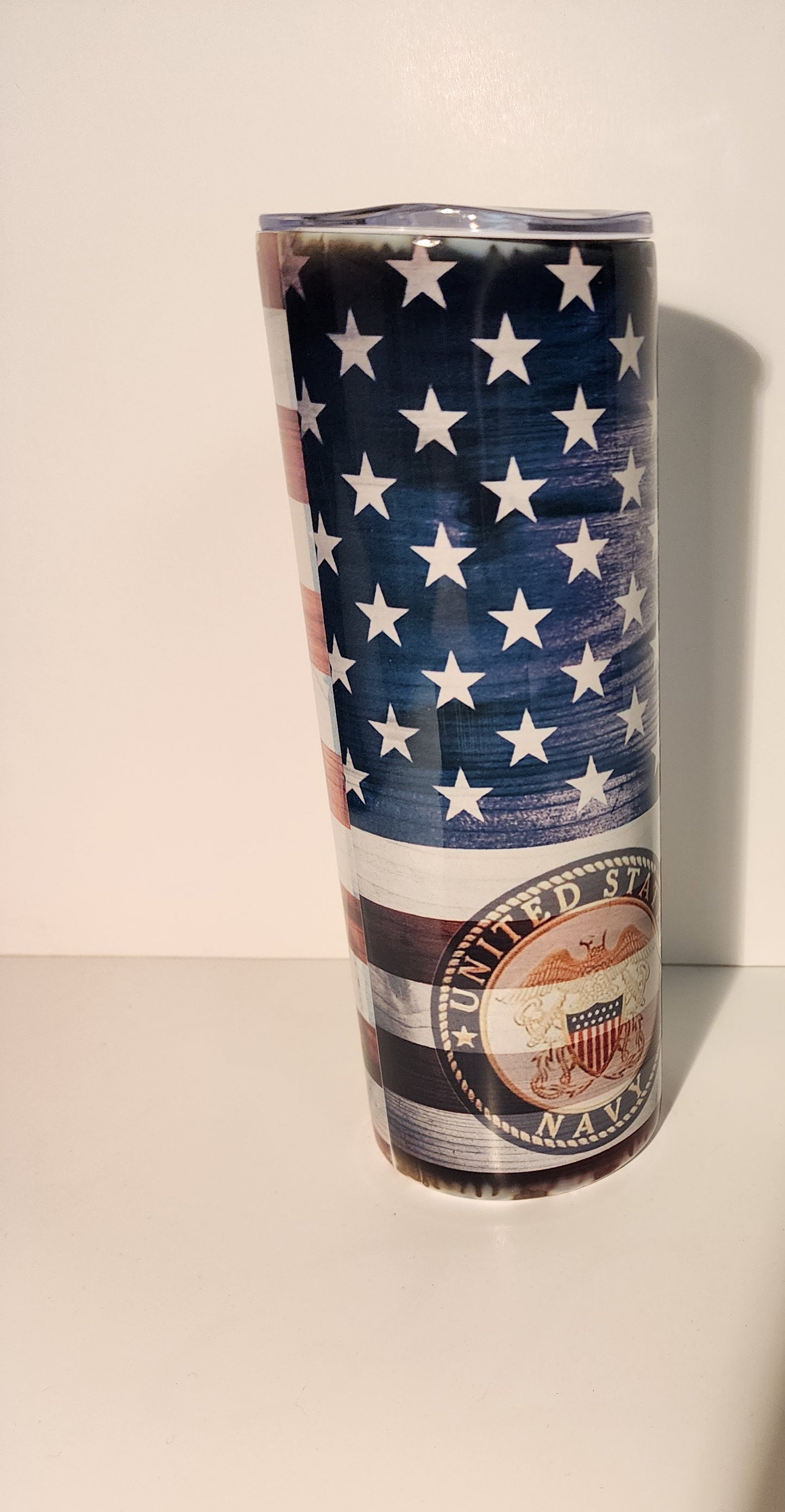 U.S. Navy American Flag and Dog Tag Tumbler