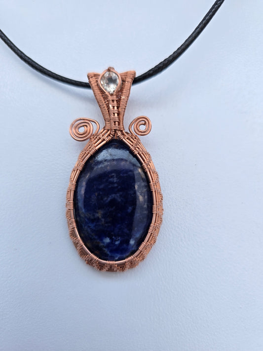Handcrafted Sodalite Wire Wrapped Pendant Necklace – Copper Wire Setting