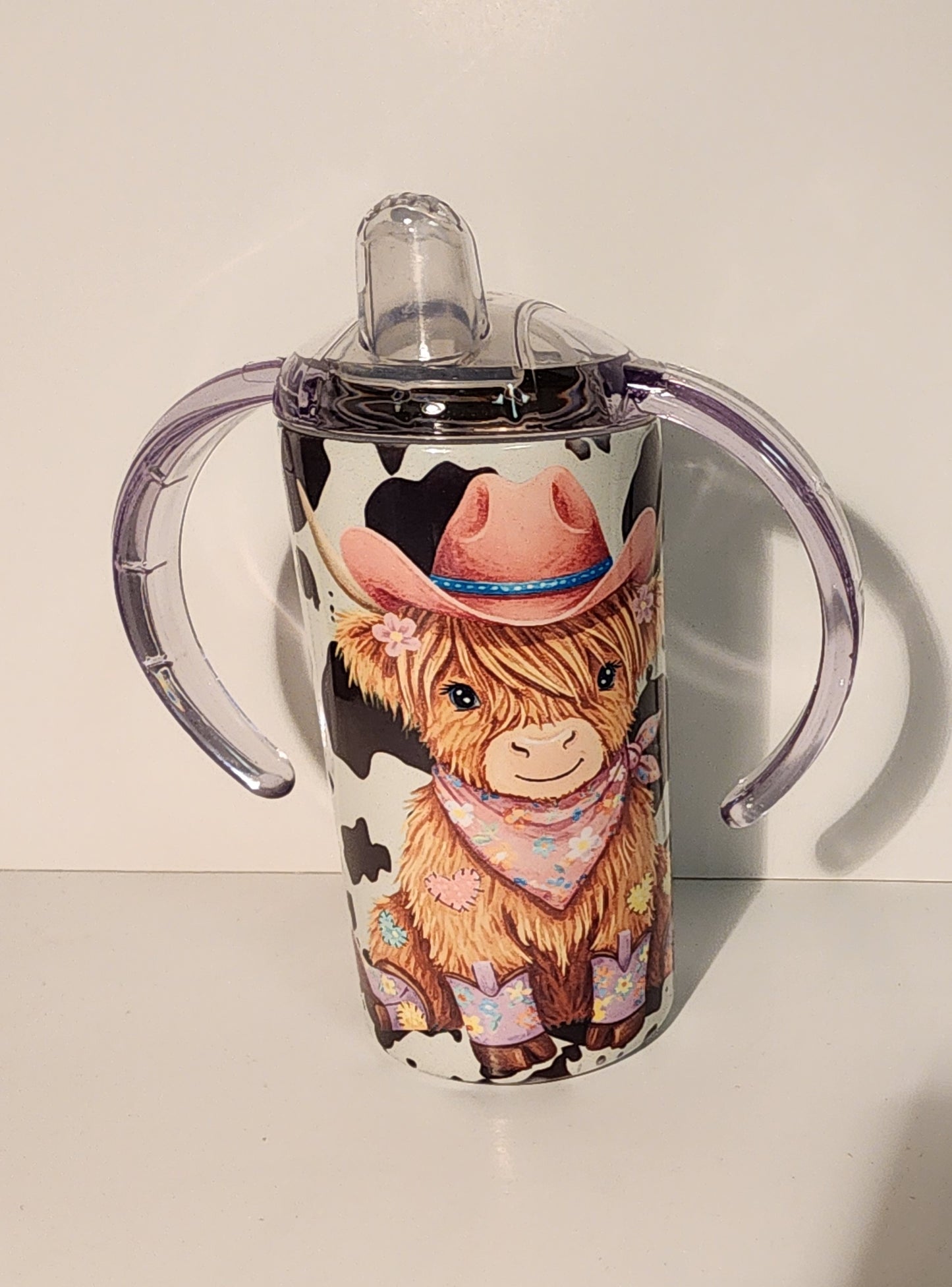 Red 7-Highland Cowgirl Sippy Cup and Tumbler – Stainless Steel with Handles and Lid