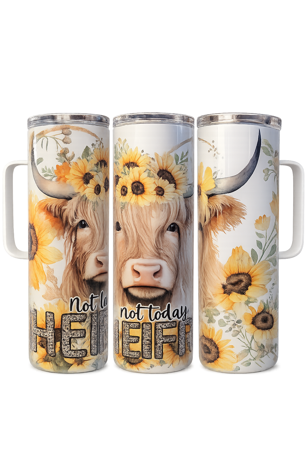 Skinny Handled Stainless Steel Tumbler 20 oz