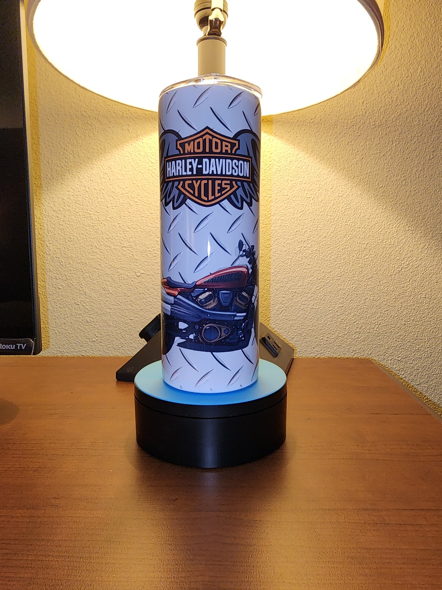 Harley-Davidson Inspired Tumbler – Diamond Plate & Bike Design