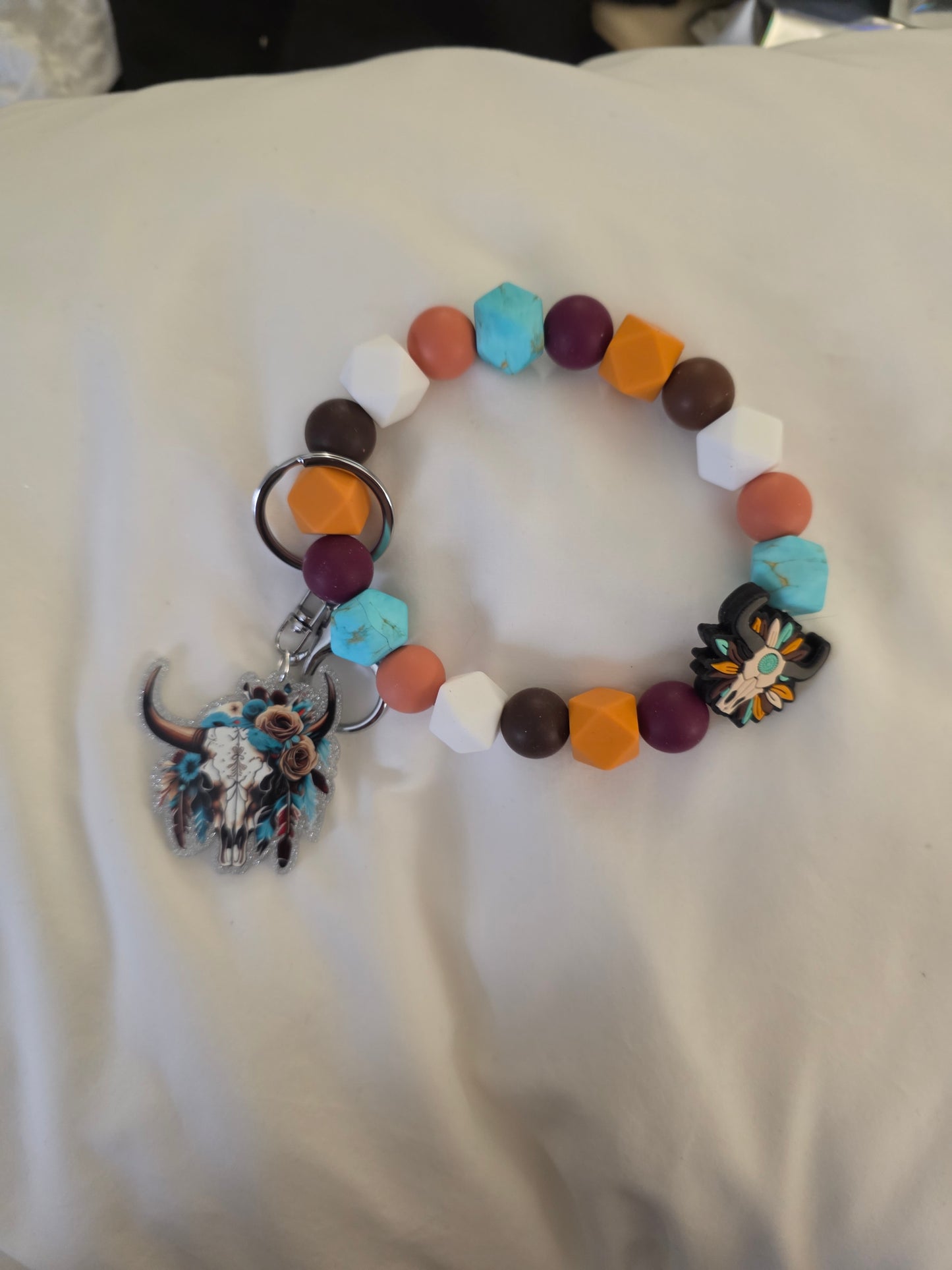 Handmade Beaded Wristlet Keychains with Acrylic Charms – Unique Designs