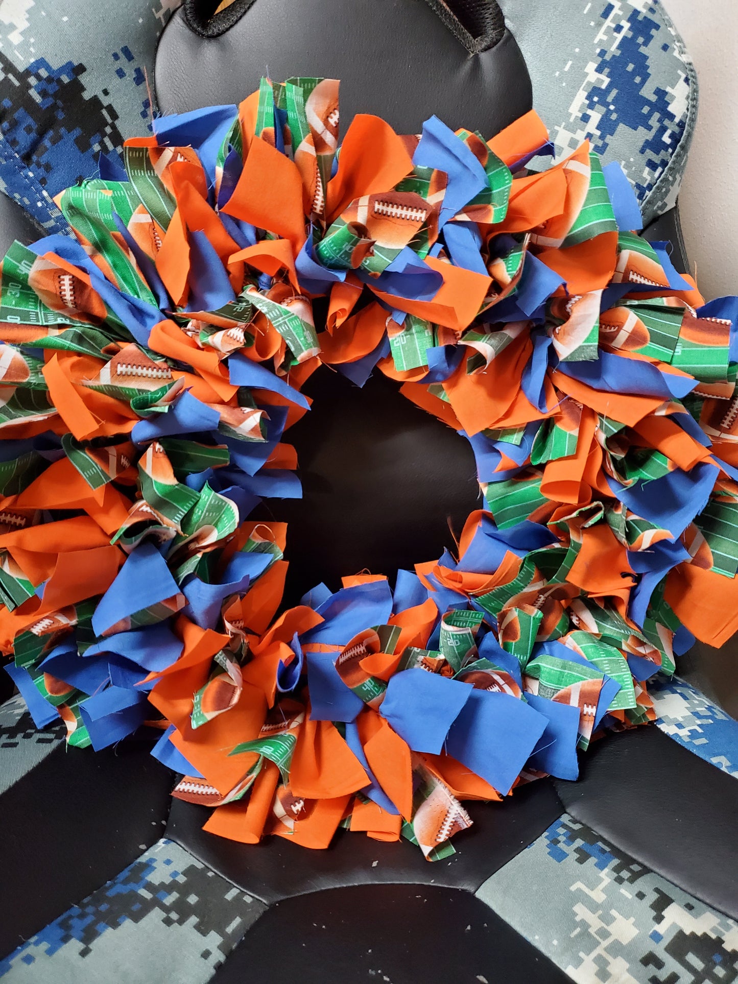 Custom Order Large Rag Fabric Sport Wreath