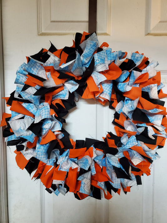 Custom Order Large Rag Fabric Sport Wreath