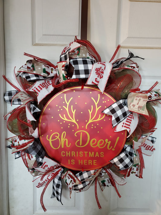 Custom Made Deco Mesh Wreaths with Metal Signs