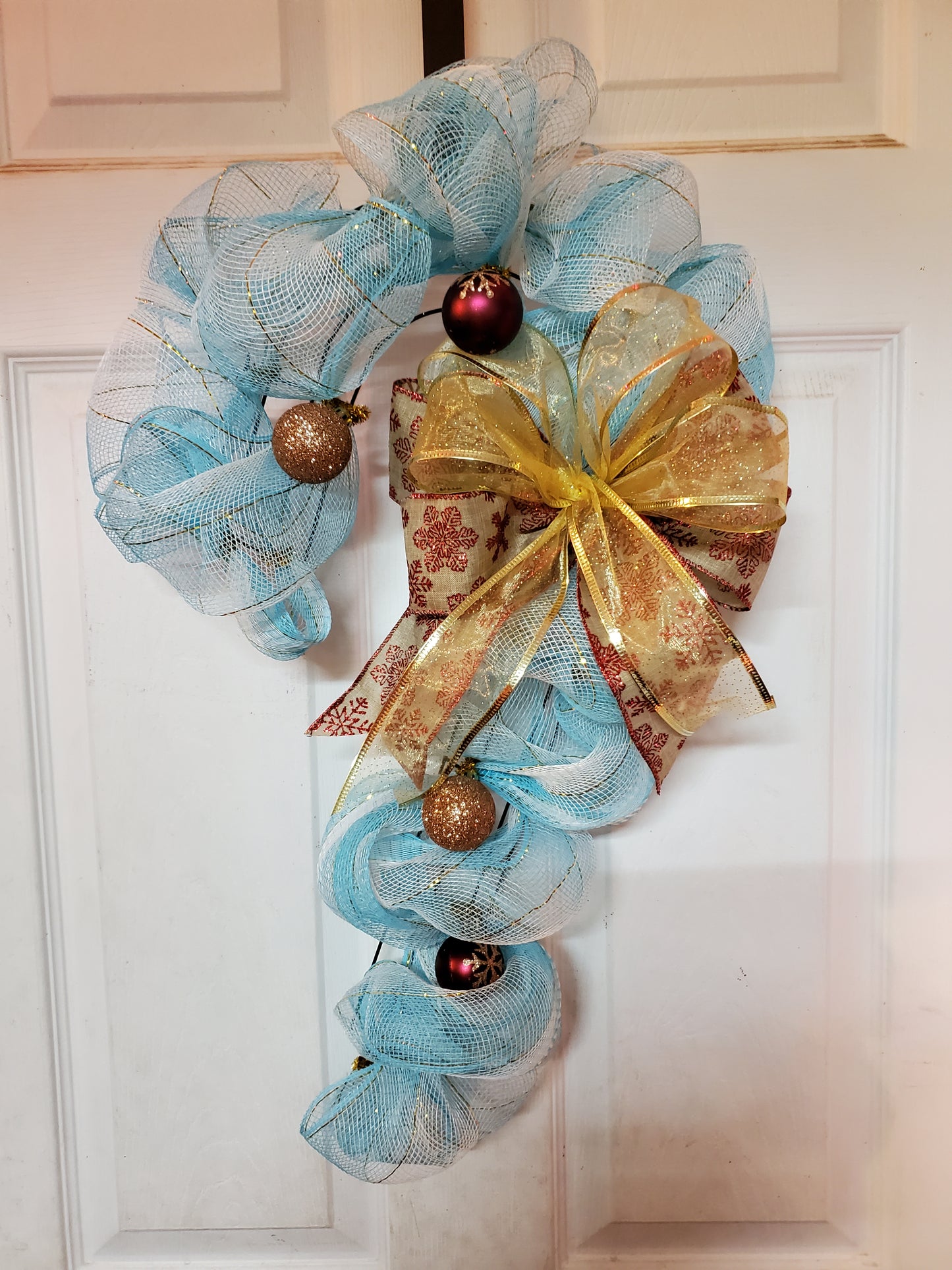 Blue Candy Cane Wreath