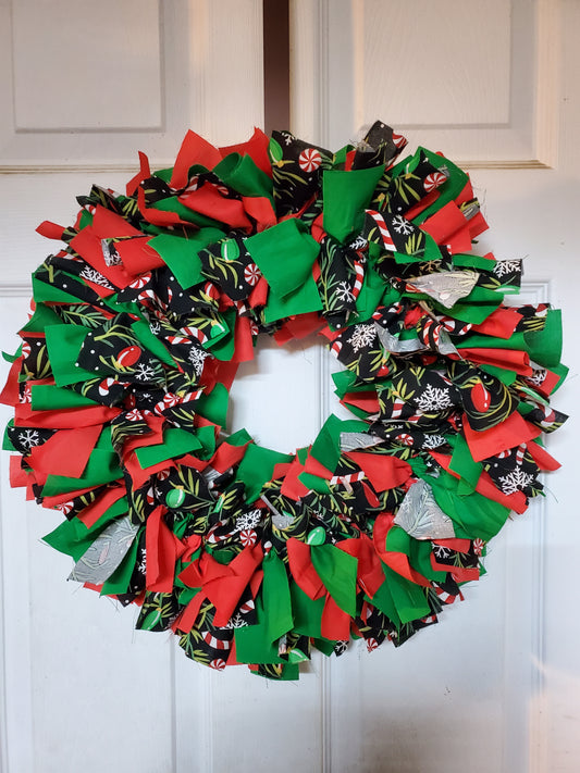 Christmas Fabric Rag Wreath