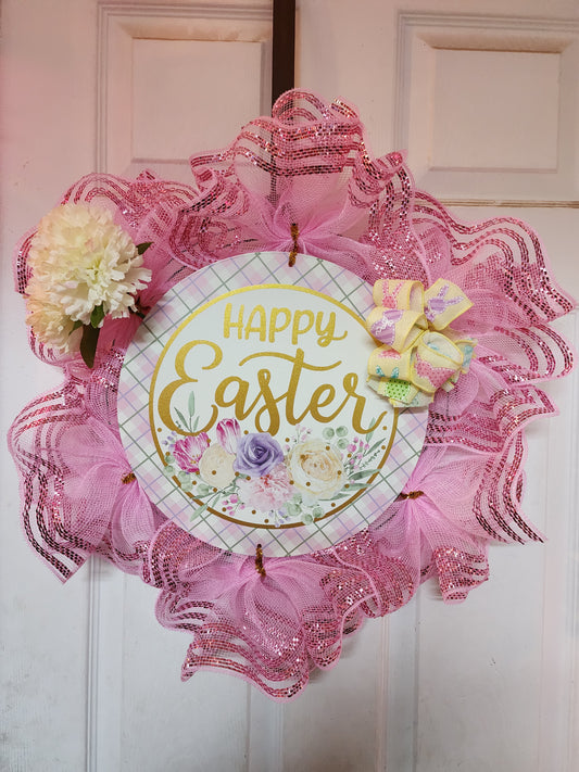Happy Easter Deco Mesh Wreath