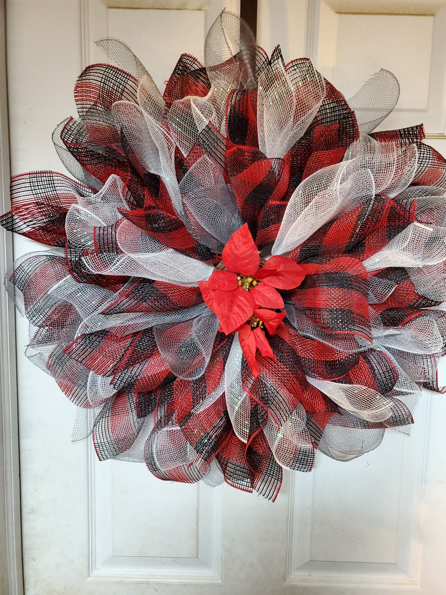 Poinsettia Plaid Floral Wreath