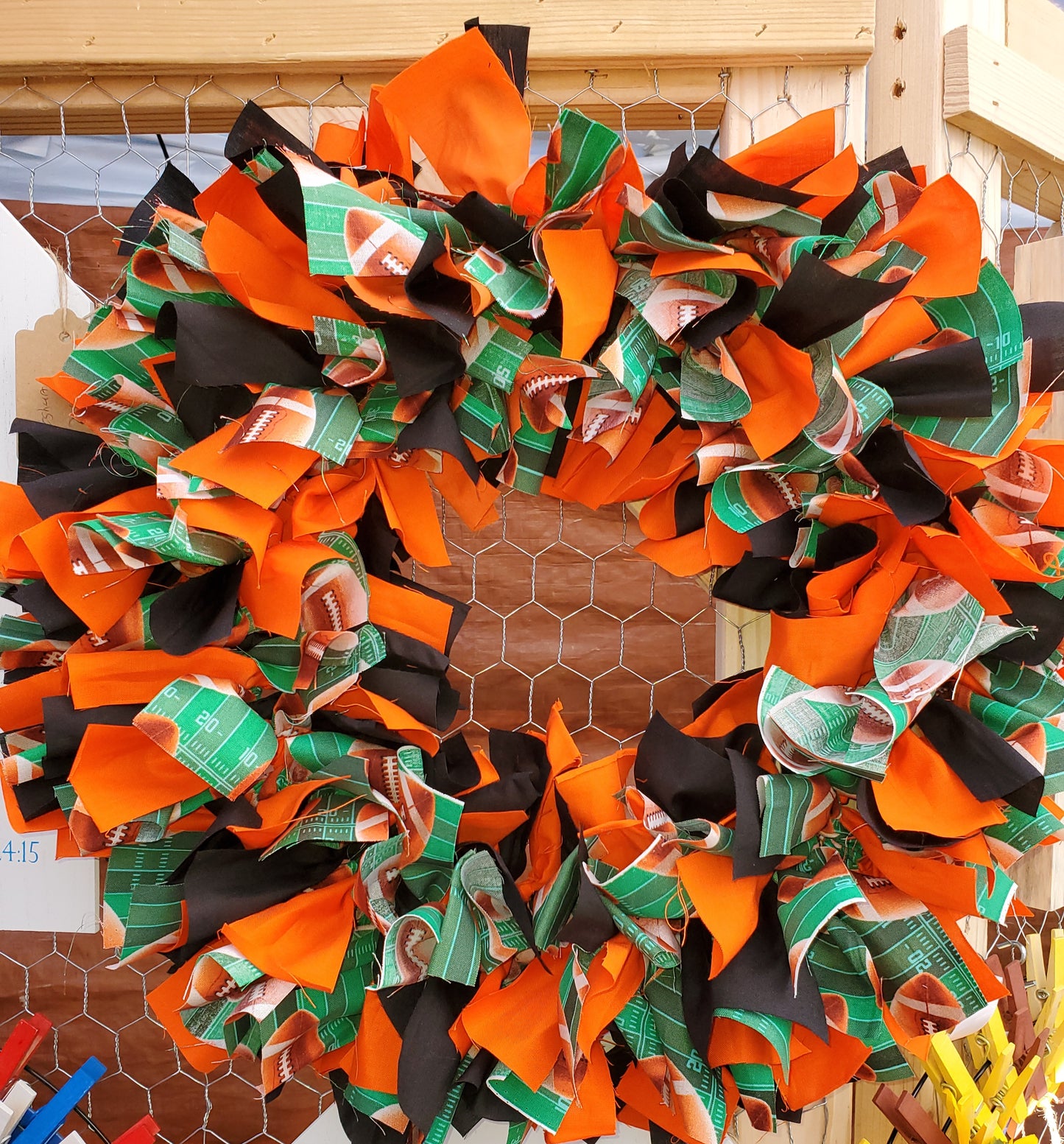 Custom Order Large Rag Fabric Sport Wreath