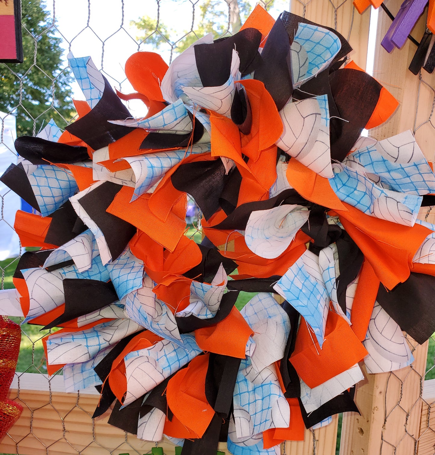 Custom Order Large Rag Fabric Sport Wreath