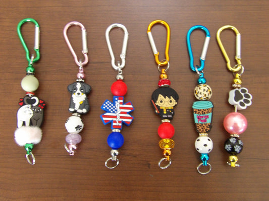 Beaded Keychain Charms – Handmade Carabiner Clip Accessories for Pet Lovers, Nurses, and More