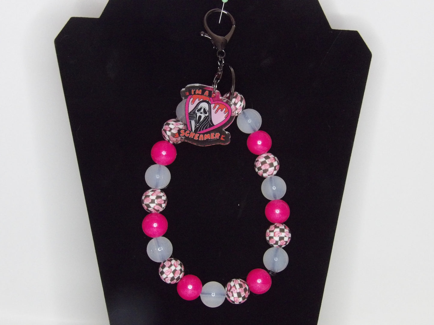 Handmade Beaded Wristlet Keychains with Acrylic Charms – Unique Designs