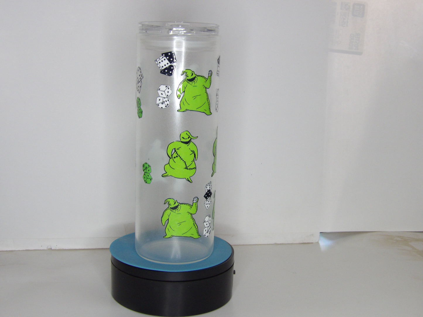 Glow in the Dark Glass Can Cup with Bamboo Lid & Straw – 20 oz