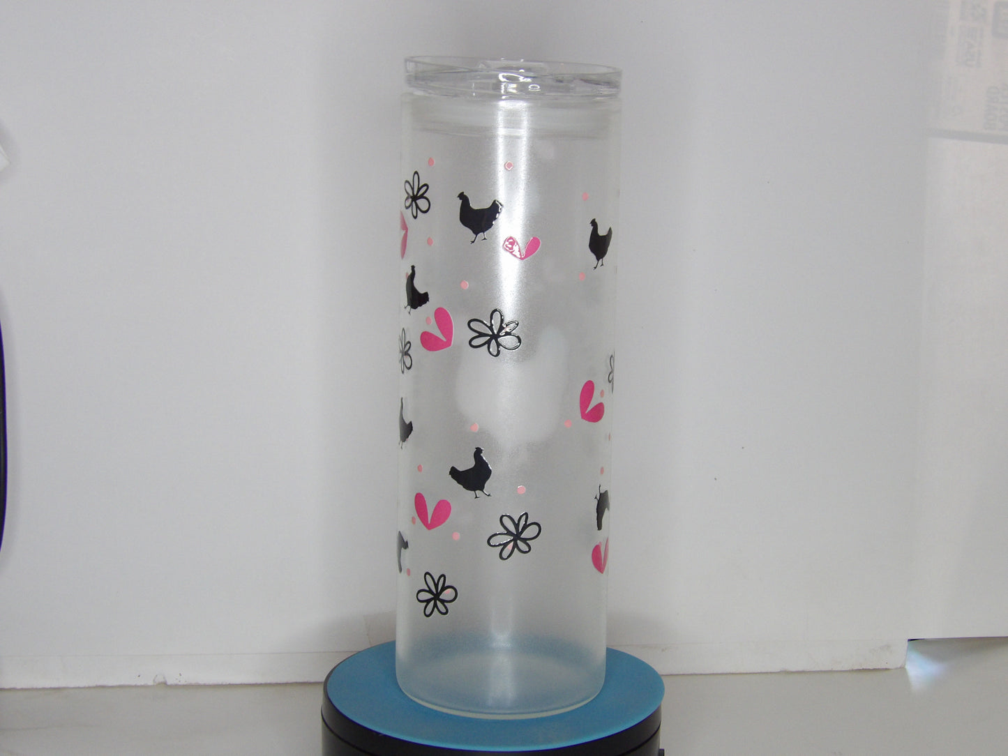 Glow in the Dark Glass Can Cup with Bamboo Lid & Straw – 20 oz