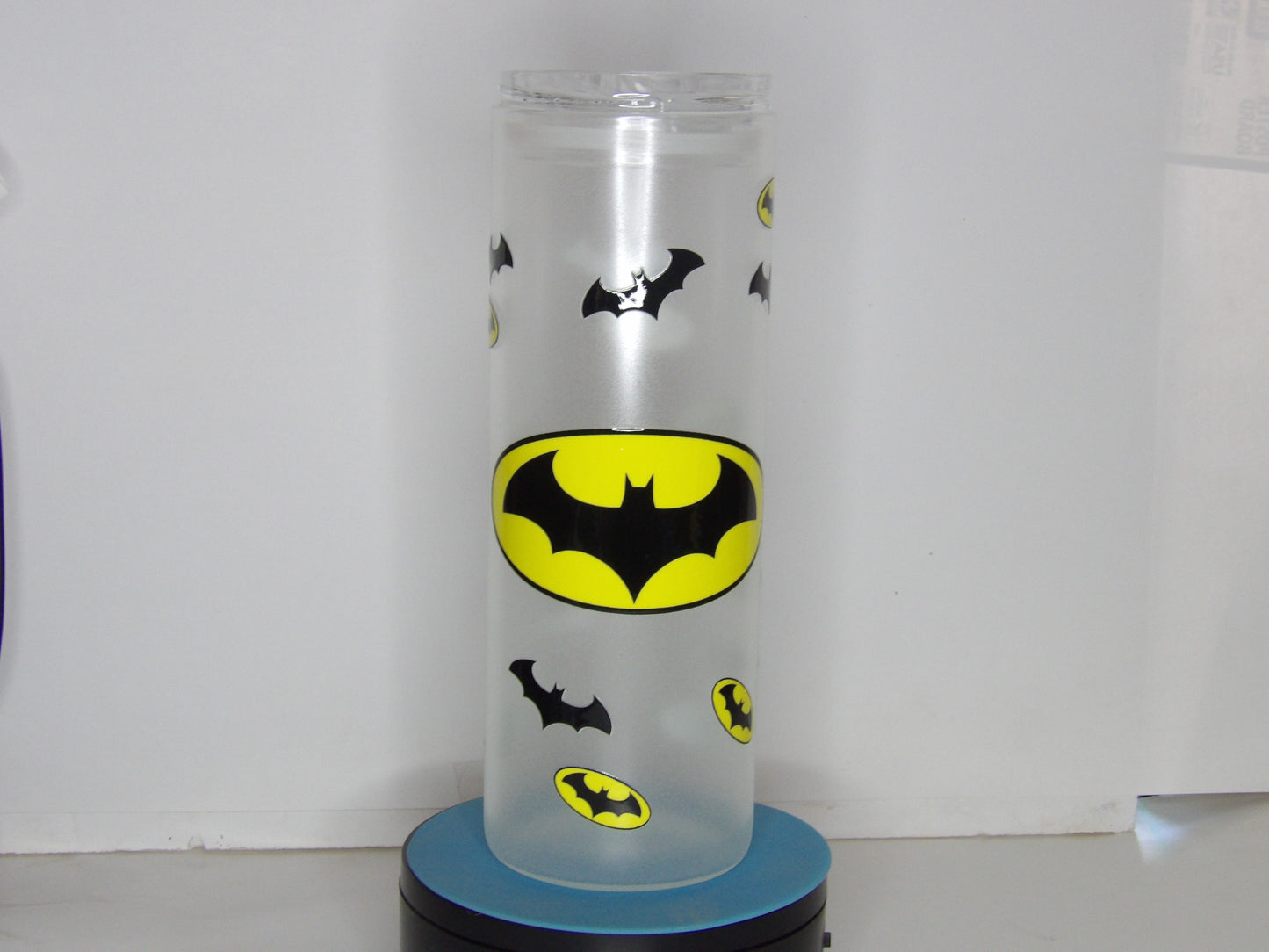 Glow in the Dark Glass Can Cup with Bamboo Lid & Straw – 20 oz
