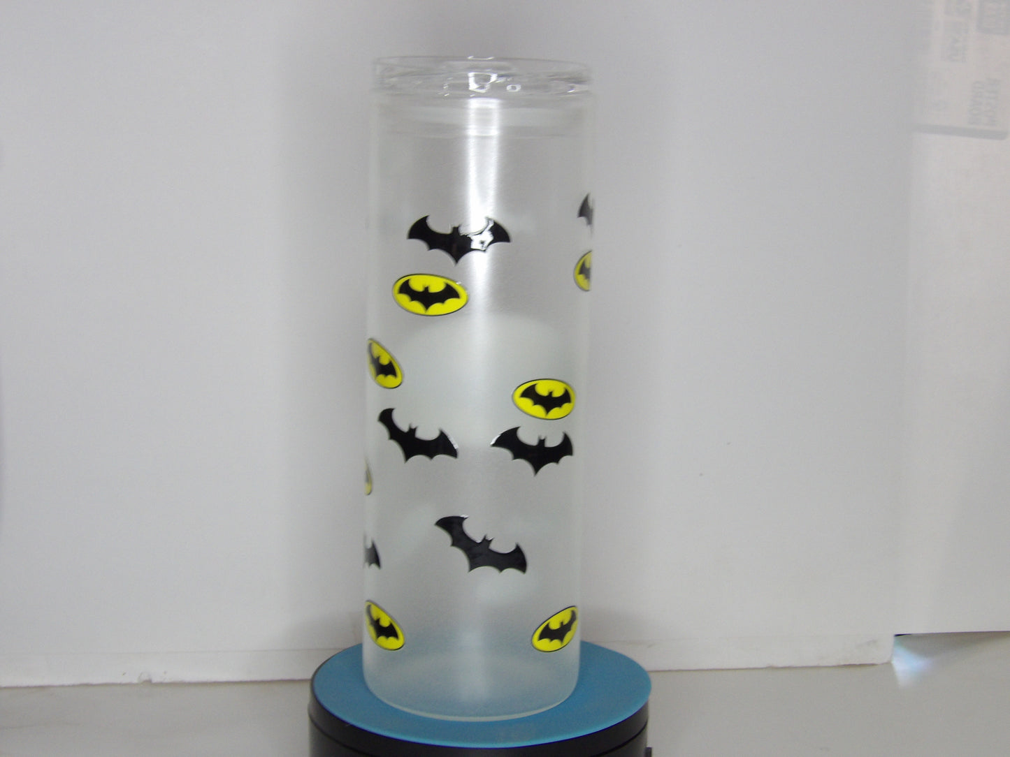 Glow in the Dark Glass Can Cup with Bamboo Lid & Straw – 20 oz