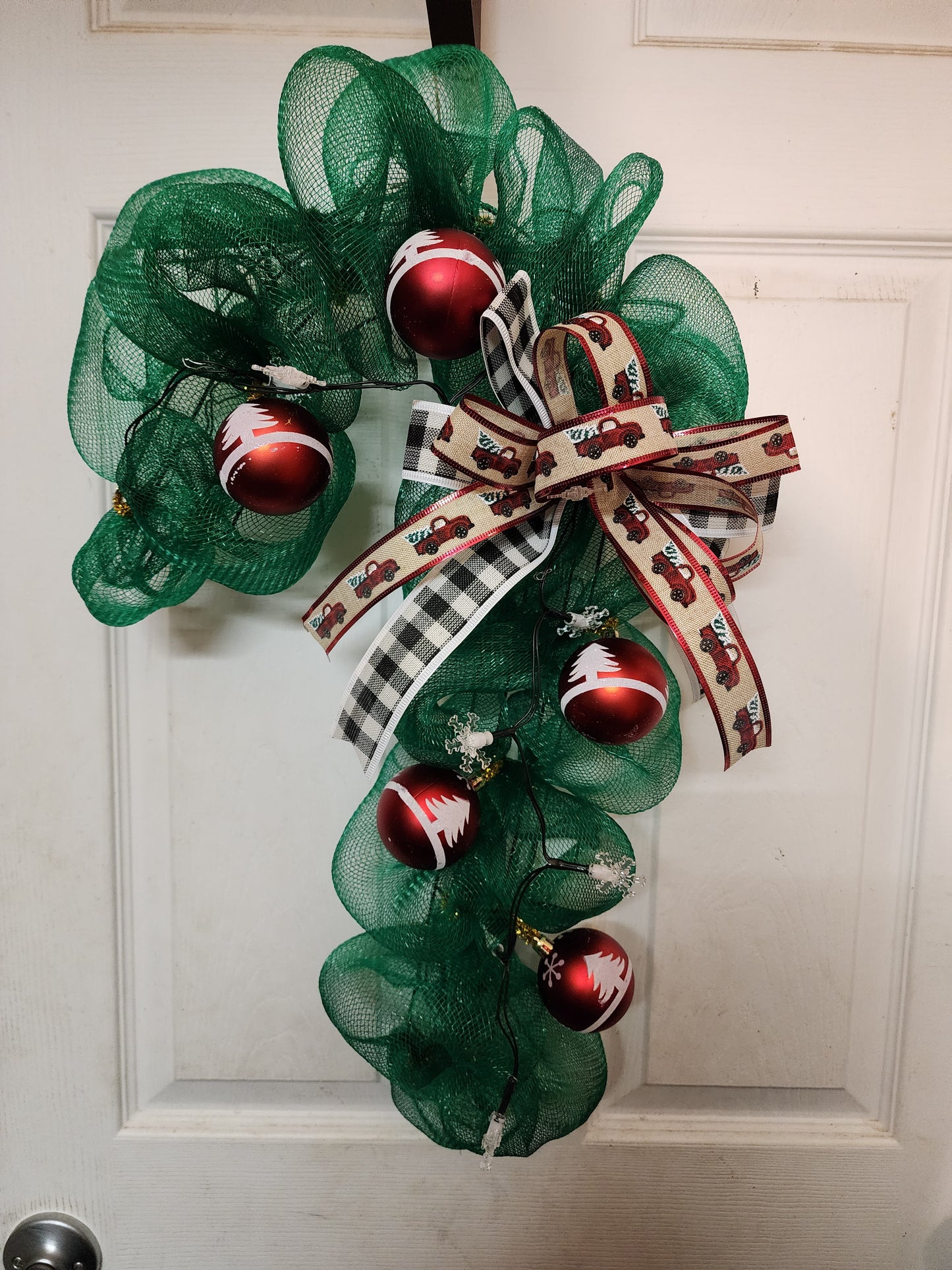 Green Candy Cane with Lights