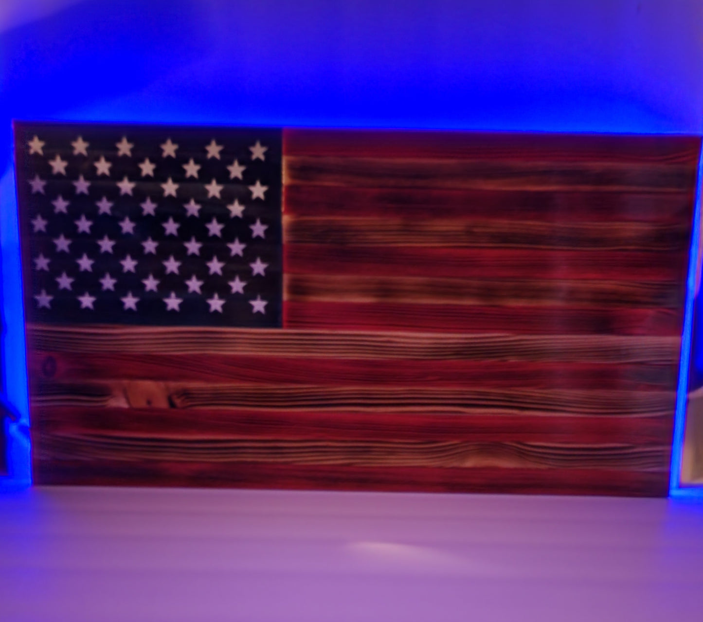 Rustic American Flag with Lights