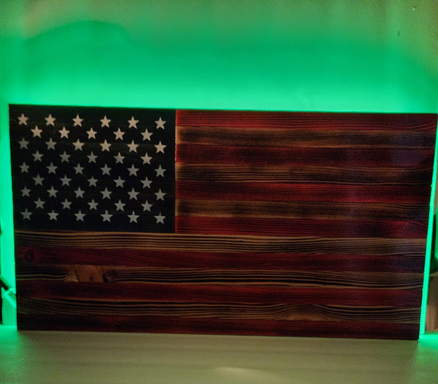 Rustic American Flag with Lights