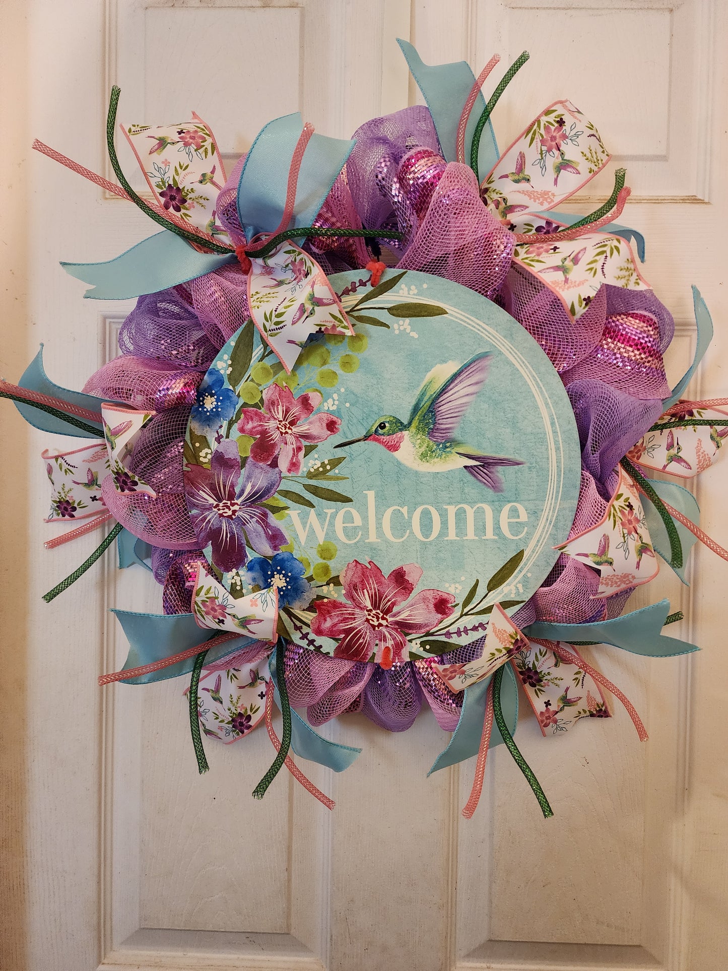 Welcome Hummingbird Wreath