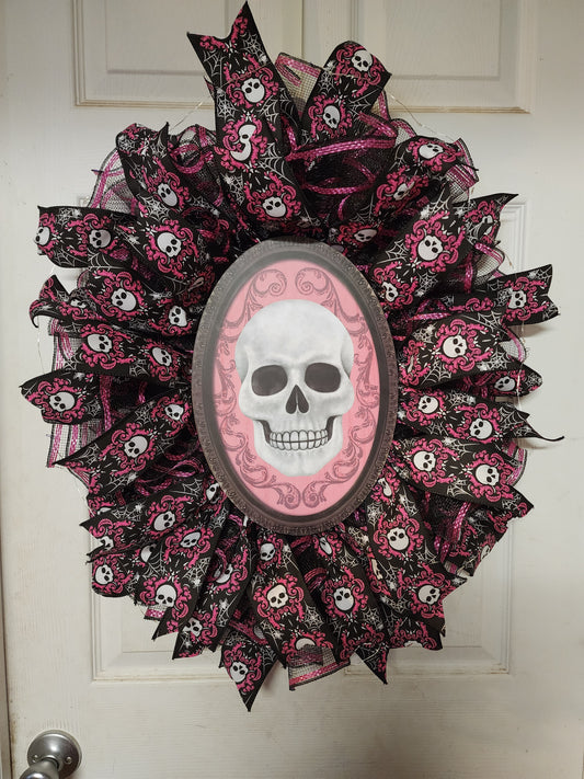 Pink Skull Wreath