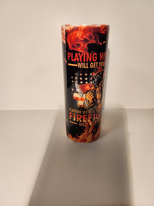 Pink 2-Playing With Fire Tumbler