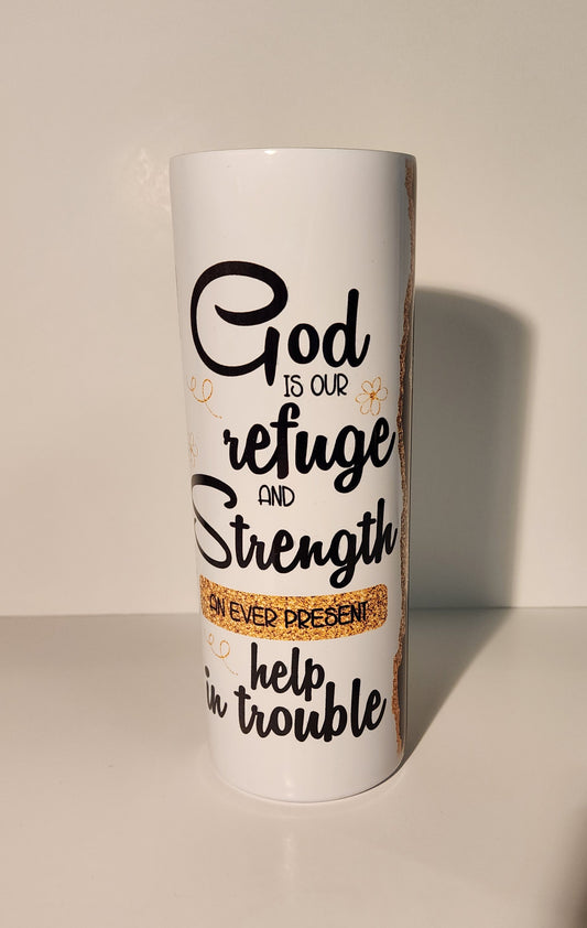 Green 8-God is our Strength Tumbler