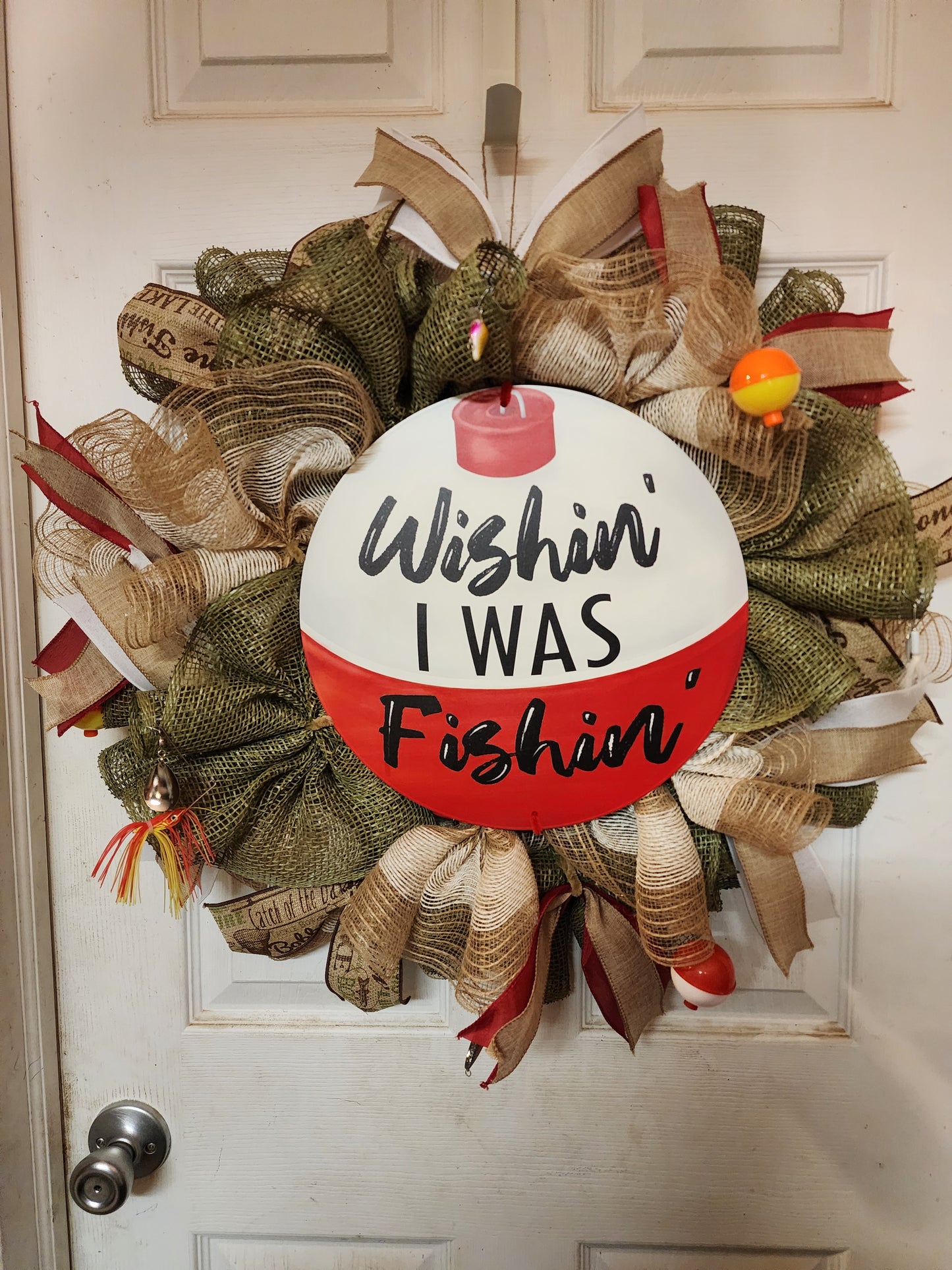 If I'm Missing I've Gone Fishing Wreath