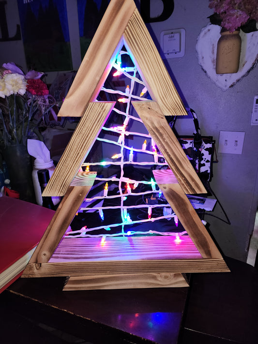 Rustic Scorched Wood Christmas Tree – 22.5” Tall – Handmade in the USA-Small