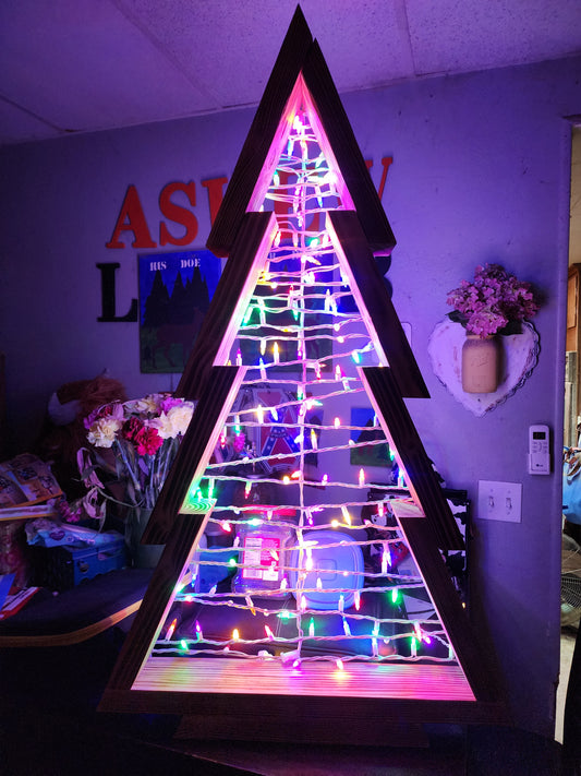 Rustic Scorched Wood Christmas Tree – 44” Tall – Handmade in the USA-Large