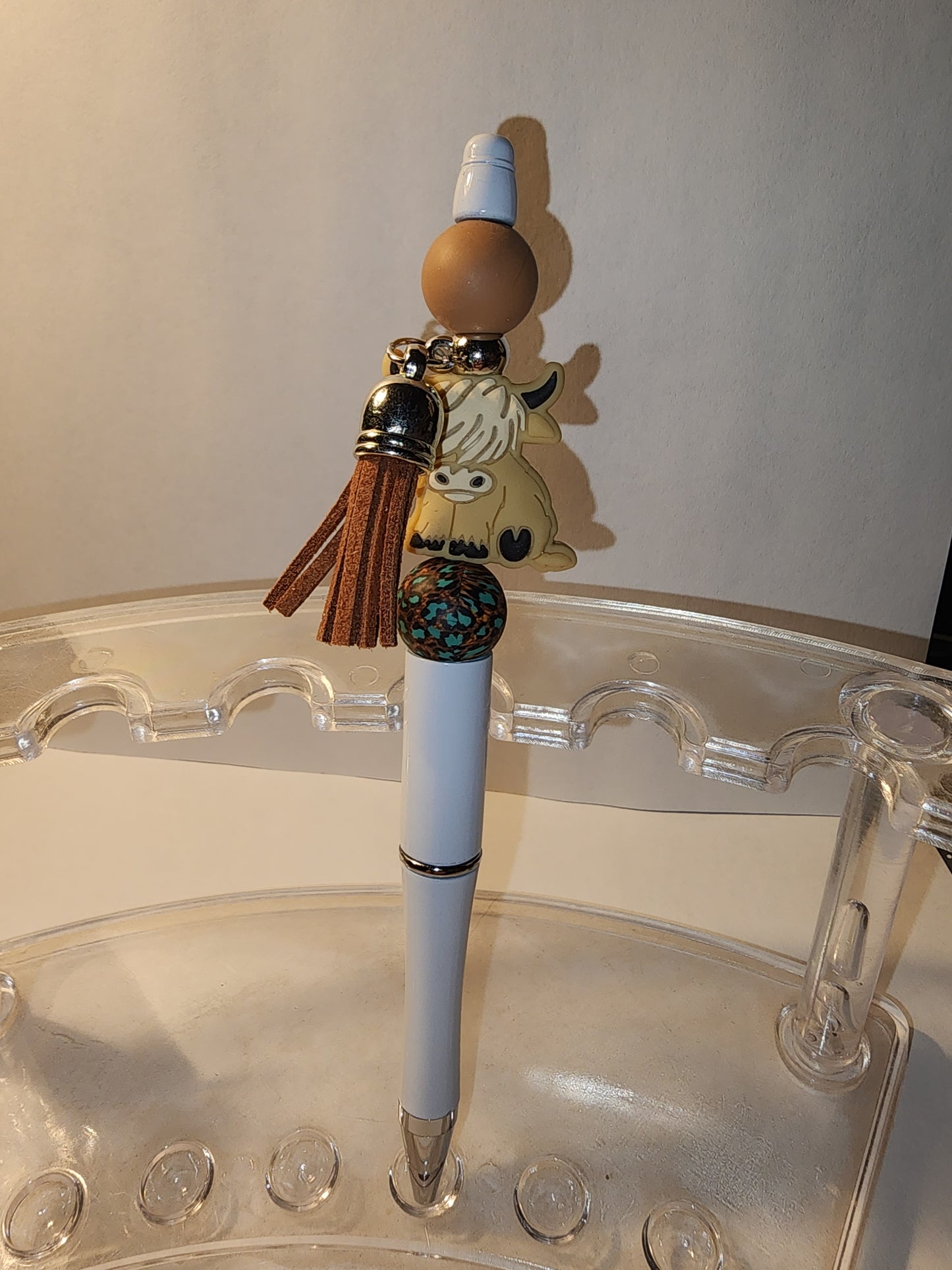 Highland Cow Beaded Pens – Farm Animal Ballpoint Pens with Tassels